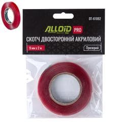 Alloid Pro. Скотч двосторонній 9мм х 2м прозорий 1мм, (пакет)