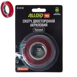 Alloid Pro. Скотч двосторонній 12мм х 2м прозорий 1мм, (блістер)