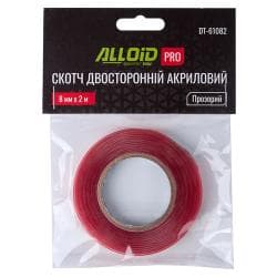 Alloid Pro. Скотч двосторонній 8мм х 2м прозорий 1мм, (пакет) 3