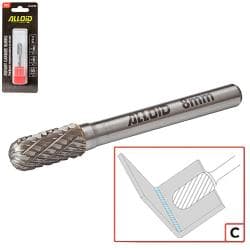 Alloid Pro. Борфреза твердосплавна по металу, тип C, D-8мм, d-6мм, L-65мм