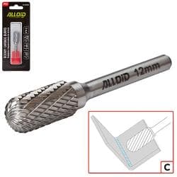 Alloid Pro. Борфреза твердосплавна по металу, тип C, D-12мм, d-6мм, L-70мм