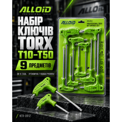 Набір ключів вигнутих TORX. 9 пр. T10 -T50 Alloid 2